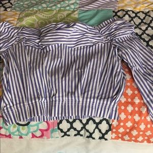 Zara purple stripped off shoulder long sleeve crop